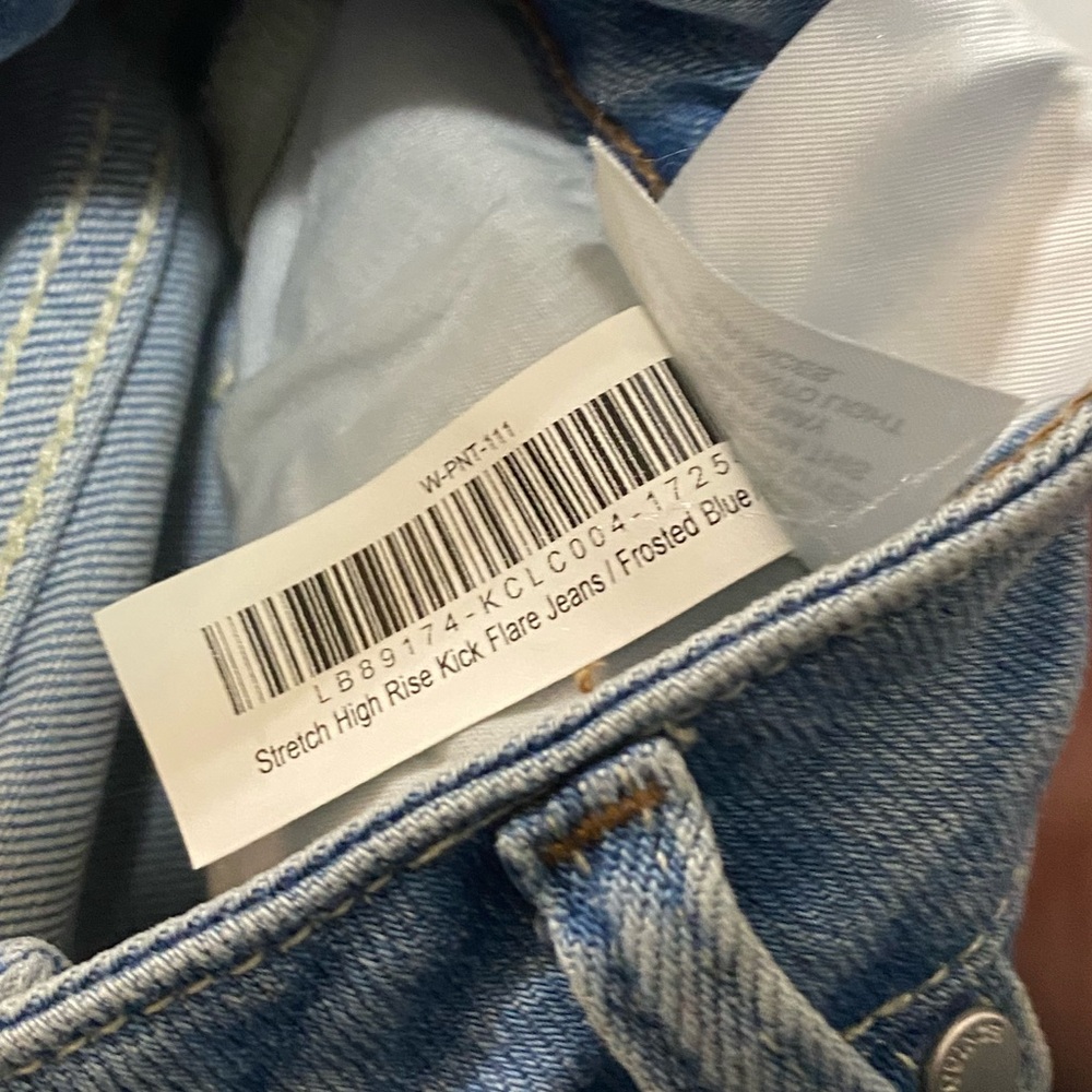 Quince Bella Stretch High Rise Kick Flare 29 Jeans Frosted Blue FLAW - Picture 7 of 10